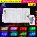 50W RGB Multi Color LED Flood Light with Remote Control AC 220V Waterproof IP66 Spotlight Floodlight Outdoor Flood Light Garden Wall Street LED Light. 