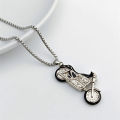 【PeacemPeace】 Vintage Stainless Steel Box Chain Necklace Cool Motorcycle Pendant Men's Long Sweater Chain Couple Accessories. 