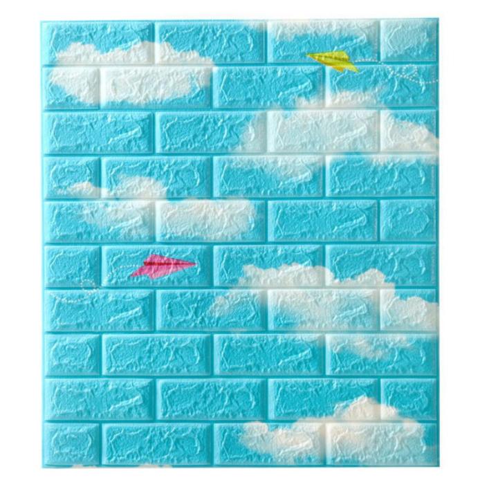 Foam 3D Doraemon Wallpaper adhesive wall decor Sticker for bedroom Bricks foam Design Bubble Brick Cartoon Wallpaper