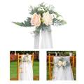 Artificial Rose Flower Swag,with Roses, Green Leaves and Silk Ribbon for Wedding Ceremony Party Decor Wedding Chair Decorations. 