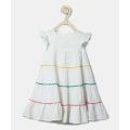 Girls Midi/Knee Length Casual Dress  (White, Fashion Sleeve). 