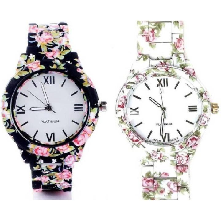 GENEVA Pack Of 2 Floral Print Watches For Her Daraz.pk