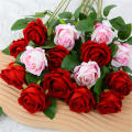 Valentine's Day Artificial rose Lifelike Beautiful Single rose  flower Silk rose for Wedding Valentine's Day gift Home decoration Table setting Hall decoration. 