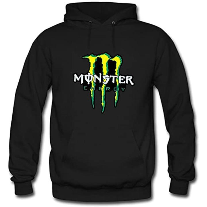 Black Mons-ter Energy Printed Fleece Hoodie for Men