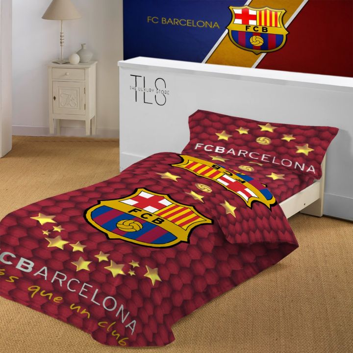 Quilt cover-Fc Barcelona Single size Quilt Cover with pillow cover-Cotton Quilt Cover-Foot Ball Club Razai cover-Barcelona bedding set single size-Barcelona duvet cover single size-