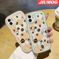 JIUMOO For Realme C20 Realme C20A Realme C11 2021 Realme Narzo 50i Case Cartoon Coffee Bean Pattern Colorful Lovely Cream Wave Border Soft Clear Shockproof Phone Cases Creative Camera Transparent Casing Simple Gentle Protective Cover. 