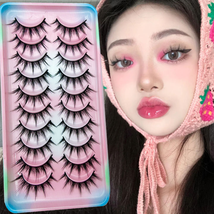 Natural Lashes 5/10 Pairs Eyelashes 3D Mink Lashes Manga Lashes Strip Lashes Band Soft Light False Eyelashes Makeup BruberryBe