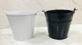 Metal Buckets with Handle Large Size - 2 Pack Colored Iron Pail, Easter Bucket and Flower Pots,Craft Supply Holders for Events,School Storage and Party Favors (Multi-Colored,. 