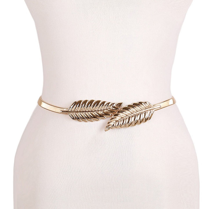 Elegant Leaf Style Adjustable Kamar Band Belt for Girls - Silver/Gold