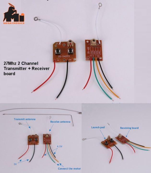 27Mhz ET2 2 channel Transmitter and Receiver remote control toy DIY board (for hobby)