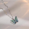 Luxury Female Butterfly Pendant Necklaces Women Jewelry Shiny Colorful Clear Crystal Stainless Steel Crystal Butterfly Necklace Necklace Jewelry For Woman. 