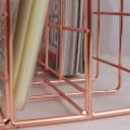 MA Wrought Iron Metal Three Grid Bookshelf Book Stand Holder Desktop Decor-Rose gold. 