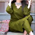 Shah Kamal Fabrics Katan Silk 2 Piece Unstitched Suit Plain Shirt & Trouser-New Design Trendy Party Wear For Women. 