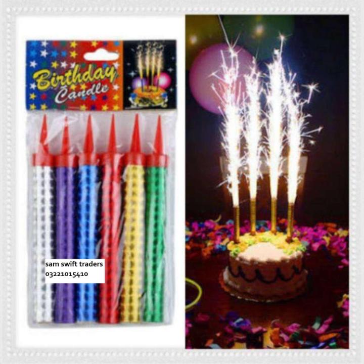 Sparkling Candles small - Pack of 3 Emits Showers Of Sparks Colourful And Attractive Effects Decorative And Beautiful Multi Colour Funky Design Easely Use Used Not Infection Good Quality