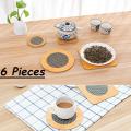 6 Pcs Tea Mat Different Shapes Heat Resistance insulated Bamboo Placement Heat pad heat mat bowls kettles coasters  Wooden Tea mat. 