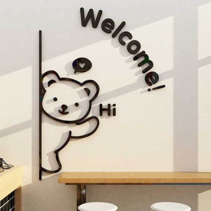 SARTE Welcome Here 3D Wooden Wall Art New Creative Laser Cut DIY Design Decoration Piece for Home Decor Living Room and Office and Restaurants and for Gift Items