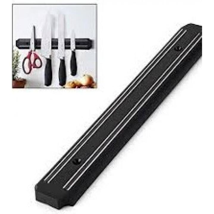 Black Magnetic Knife Holder Rack Kitchen Wall Mounted Magnet Bar - 38cm