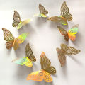 Gold hollow butterfly wall sticker, 3D three-dimensional wall background, decorative stickers, Amazon foreign trade, festival wedding decoration. 
