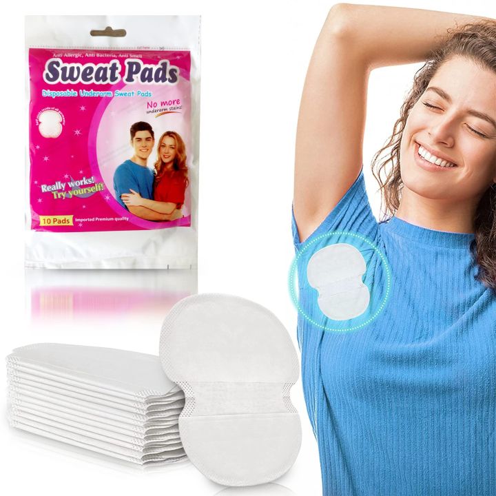 Pack of 10 Pcs Sweat Pads For Underarms Disposable Highly Absorbent Sweat Pads Cotton Anti Allergic