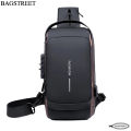 BAGSTREET Fashion Sling Bag With Combination Lock, USB Charging Port, Water Proof, Anti Scratch Shoulder Bag, Crossbody Unisex Bag Chest Bag - Black. 