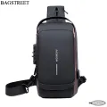 BAGSTREET New Waterproof Anti-Theft Unisex Sling Crossbody Bag with USB Charging Port and Combination Lock - Black. 
