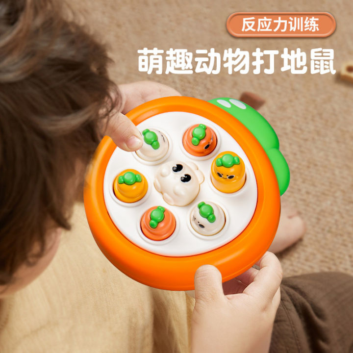 Children's creative handheld whack-a-mole game machine cartoon little yellow duck dinosaur animal whack-a-mole decompression small toy