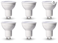 Amazon Basics 50W Equivalent, 3000K Warm White, Dimmable, 10,000 Hour Lifetime, 5 Watt MR16 (GU10 base) LED Light Bulb, 6-Pack. 