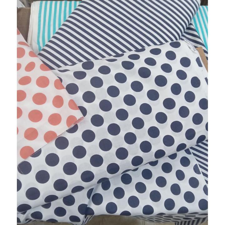 polka dot fabric unstitched shirt with striped trouser cotton 2 pc set
