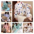 Female Pajamas Colorful Female Soft Pajama Top with Long Pants. 