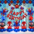 Spiderman birthday theme party | Spiderman theme birthday decoration | Spiderman Balloons | Red and Blue colour balloons | superhero foil balloons | Superhero balloons | superhero party balloons |  spider birthday balloons and accessories for Boys. 