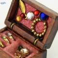 Simulation 1/12 Scale Miniature Wooden Jewelry Box Model for Home Ornaments. 