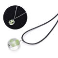 Real Green Lucky Shamrock Four Leaf Clover Round Pendant Necklace Friends Gift,. 