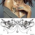 【The road to happiness Store】breast temporary tattoo large black henna y tattoos for women chest tattoo flowers jewelry lace mandala. 