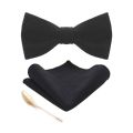 JEMYGINS Fashion Vintage Wool Bow Ties For Men Cravats Cashmere Self Bowtie Pocket Square pin Set For Wedding Party Show Tie. 