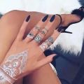 Instant Henna Sticker: Waterproof White Mehndi Temporary Tattoo for Girls' Hands Classic DesignBeauty with Henna-Inspired Sticker. 
