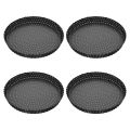 4 Pack Quiche Tart Pan,5 Inch Round Perforated Pizza Baking Tray Non-Stick Tart Tin with Holes for Cakes,Pies,Quiches. 