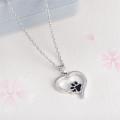 Classic Hollow Pet Paw Print Necklace Cute Animal Dog Cat  Pendant Necklace Jewelry Gift Silver 45cm. 