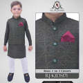 Boys Green Kurta Pajama with Sequence Embroidery Waistcoat RJ-KIDS171. 