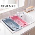 Household Retractable Sink Drain Basket Kitchen Fruit Storage Washing Rack Vegetable Quick Dry Basket Home Tool. 