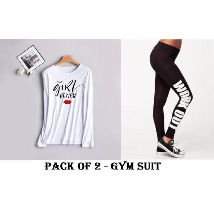 Girl Power Full Sleeves Gym Jogging Work Out Yoga Suit For Women
