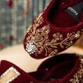 Dazzle By Sarah|Handcrafted Khussa Shoes for Women In Maroon. 