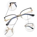 Kachawoo half rim optical glasses blue light female cat eye glasses frame metal European style women stylish decoration black. 
