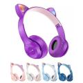 Dual Color Cat Head Wireless Bluetooth Headphones LED Light for Mobile PC Laptop. 
