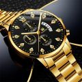 Fashion Men’s Stainless Steel Watches Dummy Three Eyes Six Pin Luxury Quartz Wristwatch Calendar Clock Men Business Casual Watch. 