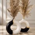 Donut Shape Ceramic Vase, Modern Luxury Home Decor, Perfect for Fresh or Artificial Flowers. 