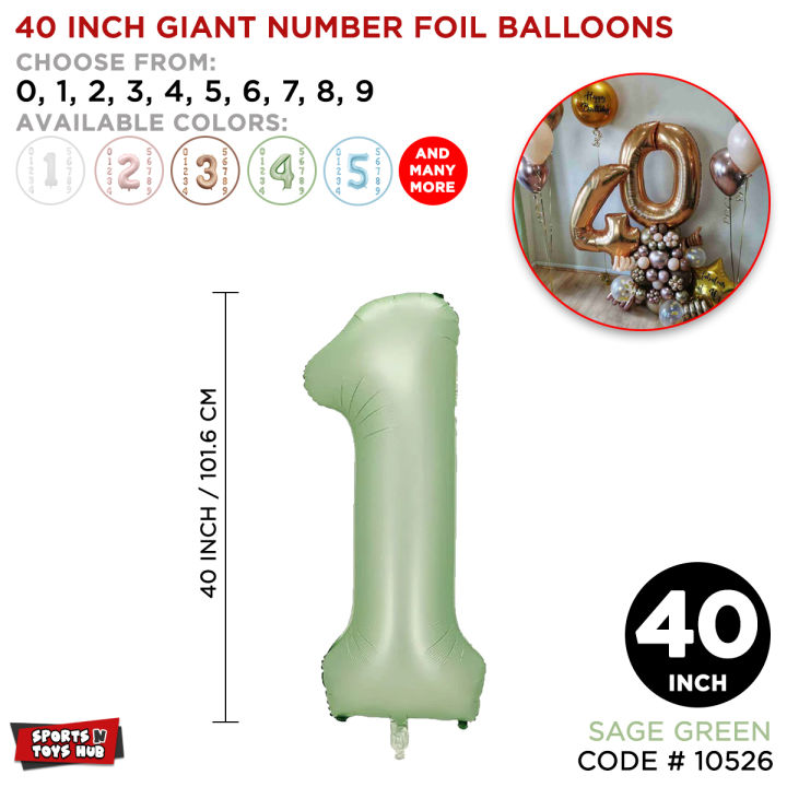 Number Balloons 40" Inch Helium Birthday Balloons Foil Mylar Foil Balloons, White, Sage Green, Vintage Blue, Cookie Douge, Bubble Pink Color For Birthday Engagement Wedding Bridal Shower Anniversary Banner Air Ballon Party Decoration Or Other Parties Deco