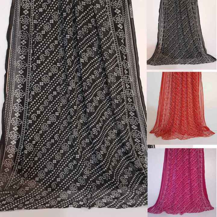 ZARDI - Chunri Printed Chiffon Dupatta For Women Ladies – Black – ZD876