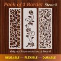 Pack of 3 border stencil for wall decoration, Furniture , Canvas DIY Home decoration by imart Stencils. 