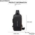 BAGSTREET New Waterproof Anti-Theft Unisex Sling Crossbody Bag with USB Charging Port and Combination Lock - Black. 