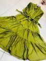 Western Belt Style Long Frock with Panel Work. 